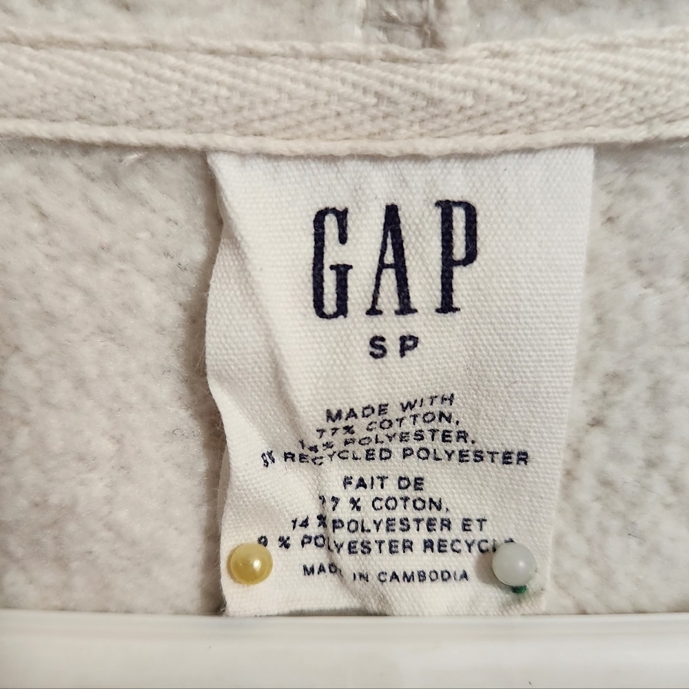 GAP Heritage Full Zip Birch Hoodie Cozy Fleece Long Sleeves Drawstrings Pockets - Picture 7 of 10